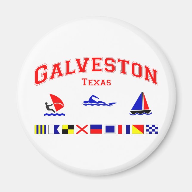 Galveston TX Signal Flaggor Magnet (Framsidan)