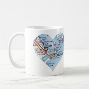 Galveston TX Vintage Karta Kaffemugg