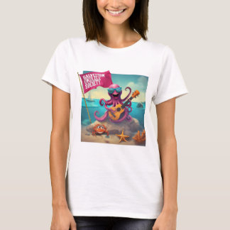 Galveston Ukulele Kvinnor T- Shirt Octopus FrLarge T Shirt