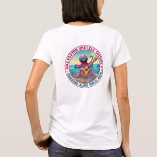 Galveston Ukulele Kvinnors Octopus Round Back T Shirt