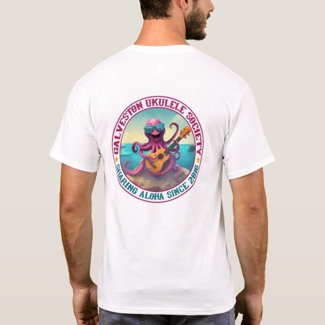 Galveston Ukulele Manar's T-shirt Round Octopus Ba (Baksida)