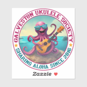 Galveston Ukulele Society GUS Round Vinyl Sticker Klistermärken