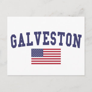 Galveston US Flagga Vykort