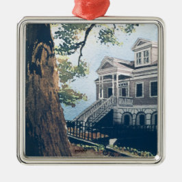 Galveston vattenfärg, William Weber hus 1876 Julgransprydnad Metall