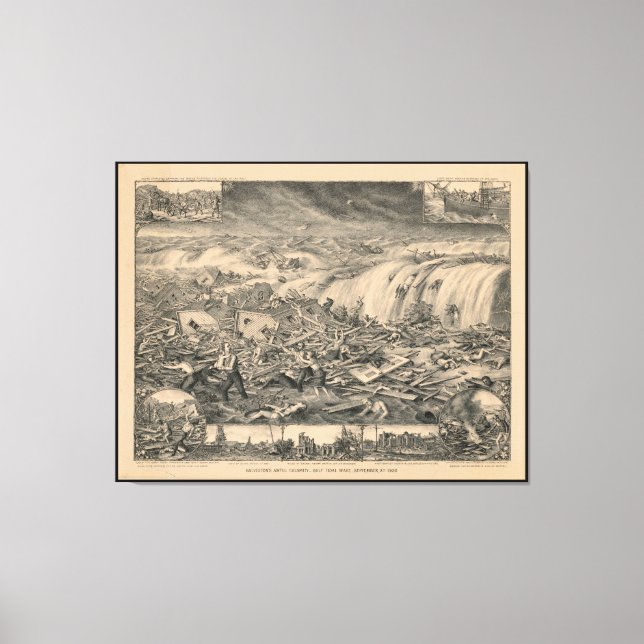 Galvestons Hemska kalamity Bukt Tidal Wave (1900) Canvastryck (Framsida)