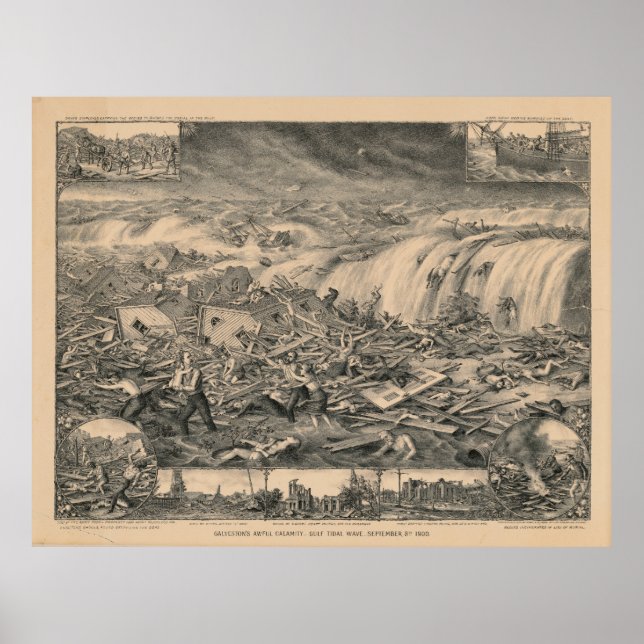 Galvestons Hemska kalamity Bukt Tidal Wave (1900) Poster (Framsidan)