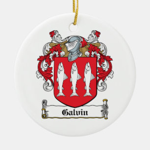 Galvin familjvapensköld julgransprydnad keramik