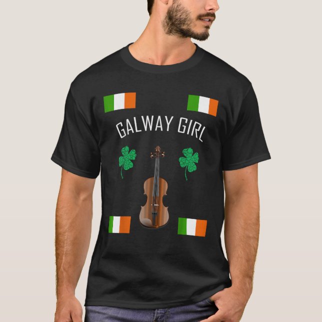 Galway Girl T Shirt Manar Women Youth Ireland Flag (Framsida)