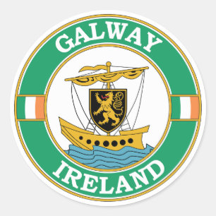 Galway Ireland Circle Emblem Runt Klistermärke
