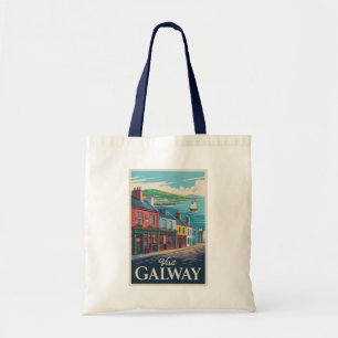 Galway Ireland Illustration Travel Art Vintage Tygkasse
