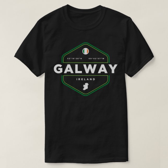 Galway Ireland Karta Flagga Graphic  T Shirt (Design framsida)