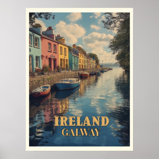 Galway Ireland Retro Irish Landmark Poster (Framsidan)