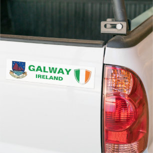 Galway Ireland Vapensköld och Irish Flagga Bumper Bildekal
