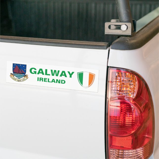 Galway Ireland Vapensköld och Irish Flagga Bumper  Bildekal (På lastbil)
