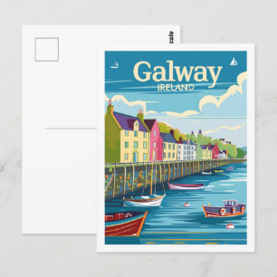 Galway Ireland Vintage Berömd Travel Ställe Vykort