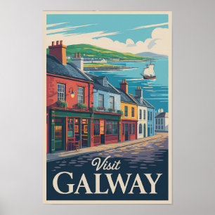 Galway Irland Illustration Resa Konst Vintage Poster