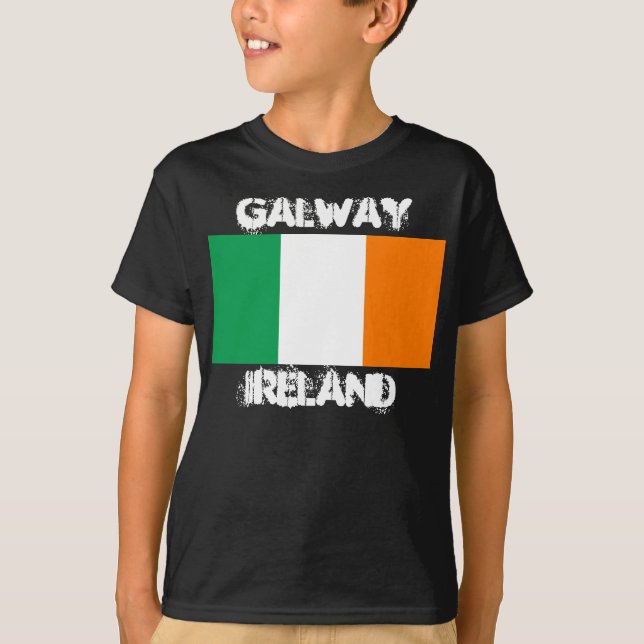 Galway, Irland med Irish flagga Boys T-shirt (Framsida)