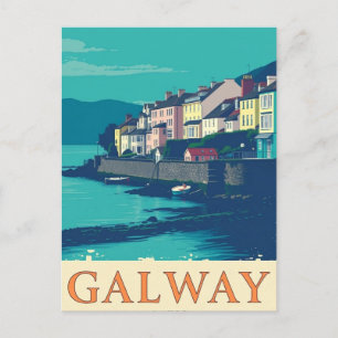 Galway Irland Vintage Berömd Resa Plats Vykort