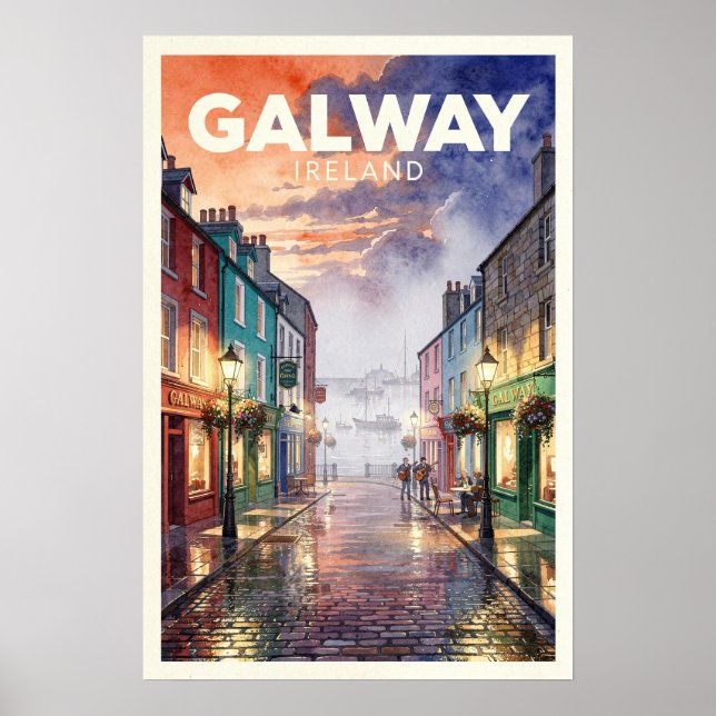 Galway Irland Vintage Resa Poster (Framsidan)
