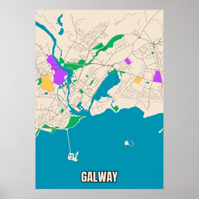 Galway Karta Poster (Framsidan)