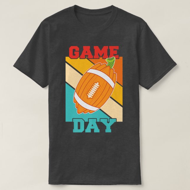 Gam Day Funny Fall Pumpkin Football Thanksgiving M T Shirt (Design framsida)