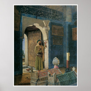 Gamal man framme av en grav, 1903 poster