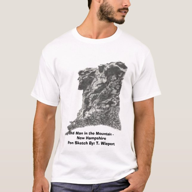 Gamal man i berg - New Hampshire - skriva Sket T Shirt (Framsida)
