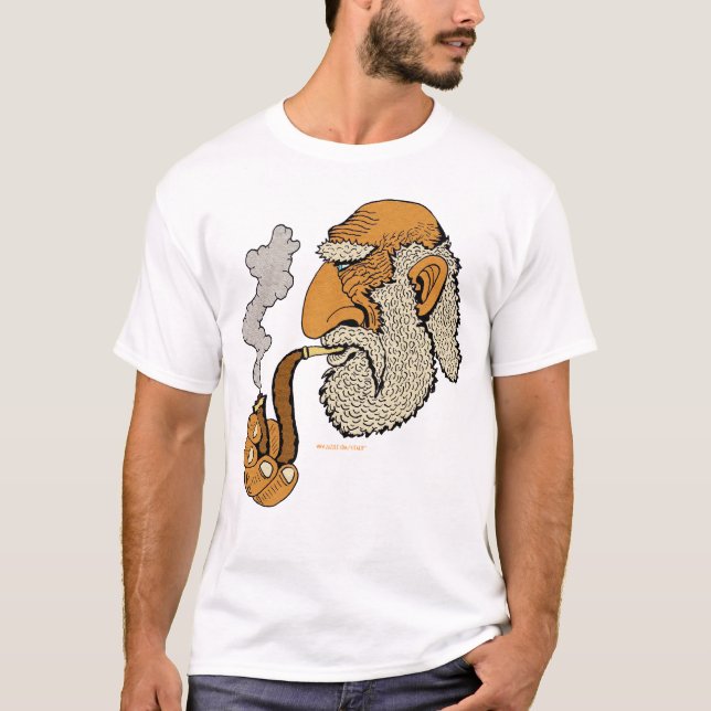Gamal man med leda i rör den kalla stads- t shirt (Framsida)