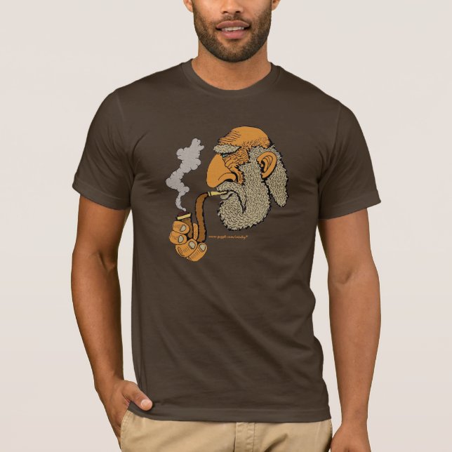 Gamal man med leda i rör den kalla stads- tee shirt (Framsida)