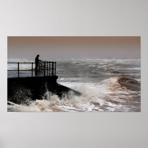 Gamal man och det rasa havet poster