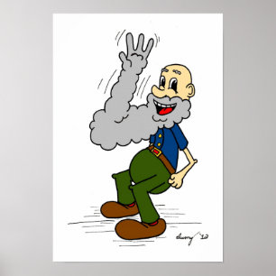 Gamal man som vinkar skäggaffischen poster