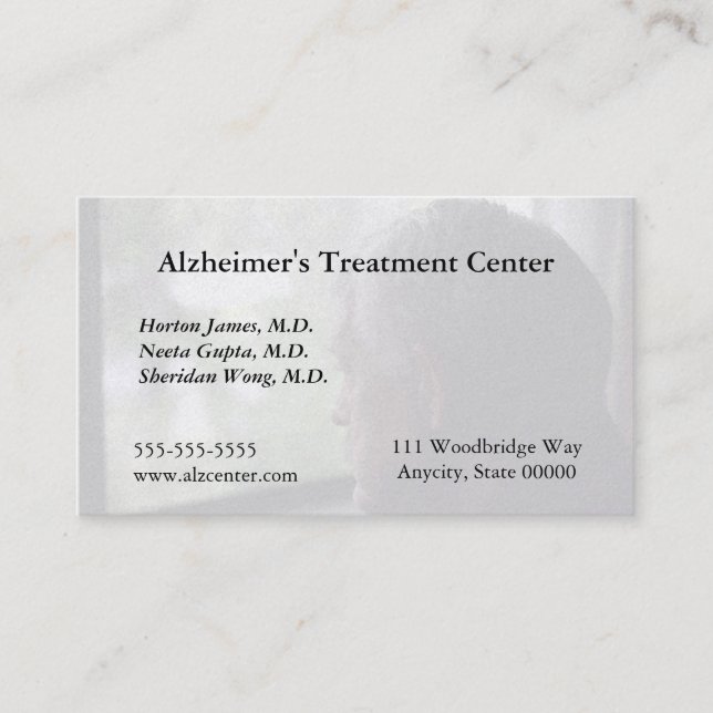 Gamal man tittar ut fönstret visitkort (Framsida)