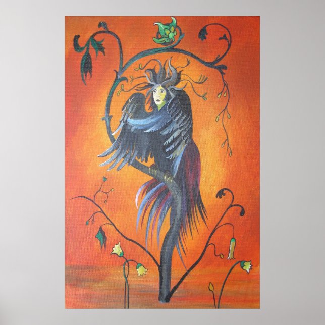 Gamaun, det profetiska fågelet med ruffade fjädrar poster (Framsidan)