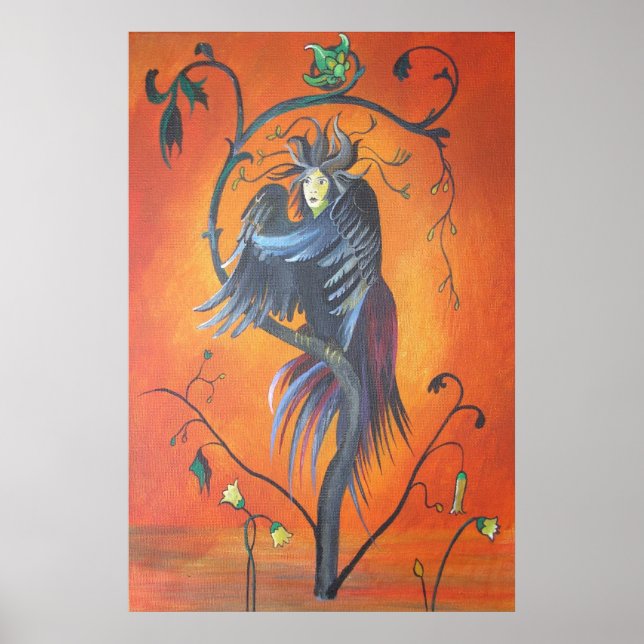 Gamaun, det profetiska fågelet med ruffade fjädrar poster (Framsidan)