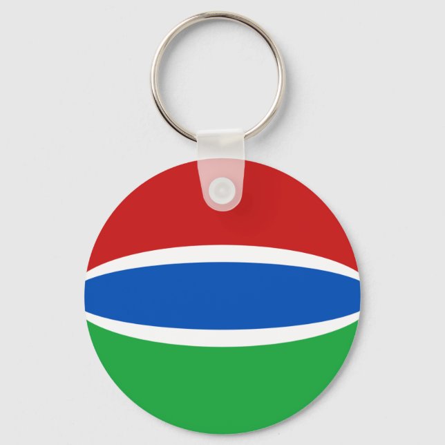 Gambia Fisheye Flagga Keychain Nyckelring (Framsida)