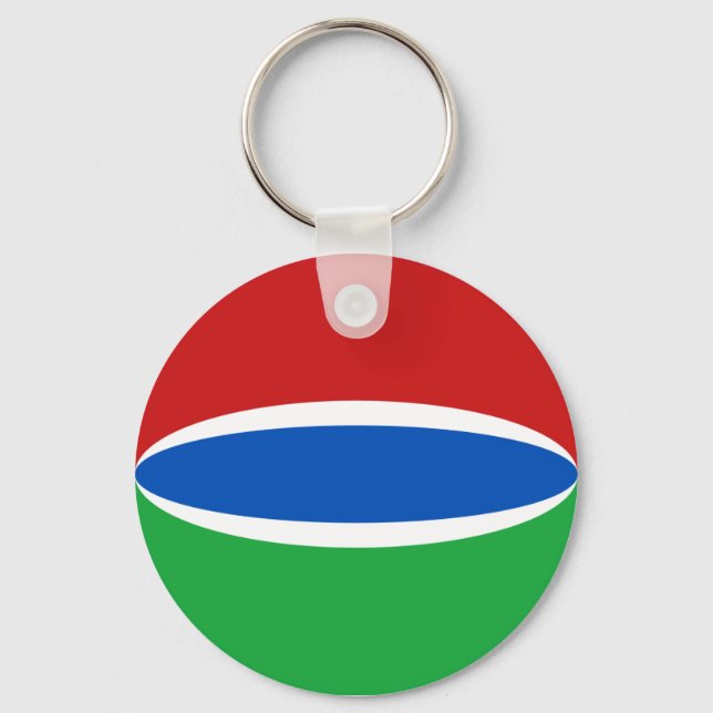 Gambia Fisheye Flagga Keychain Nyckelring (Framsida)