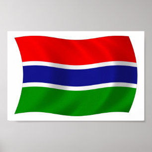 Gambia Flagga Affisch Tryck