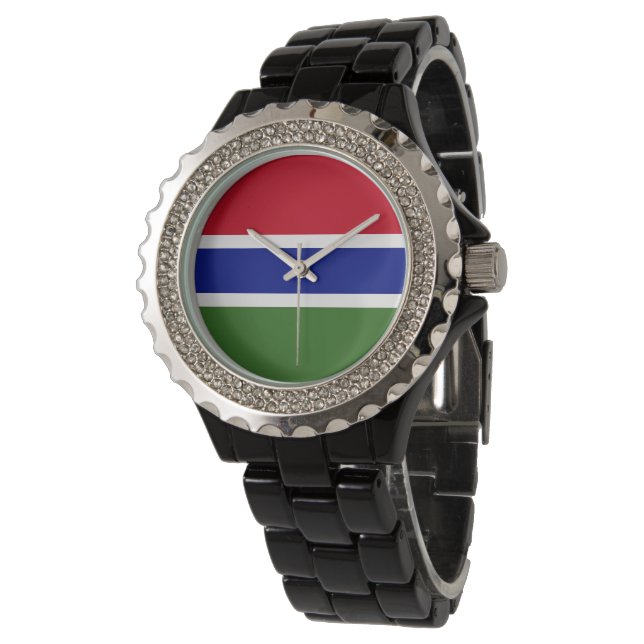 Gambia flagga armbandsur (Vinklad)