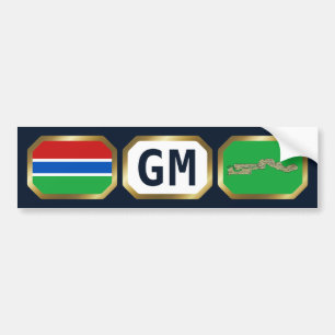 Gambia Flagga Code Bumper Sticker Bildekal