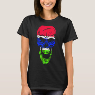 Gambia Flagga Färg Skull T Shirt