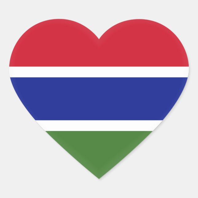 Gambia Flagga Hjärtformat Klistermärke (Framsida)