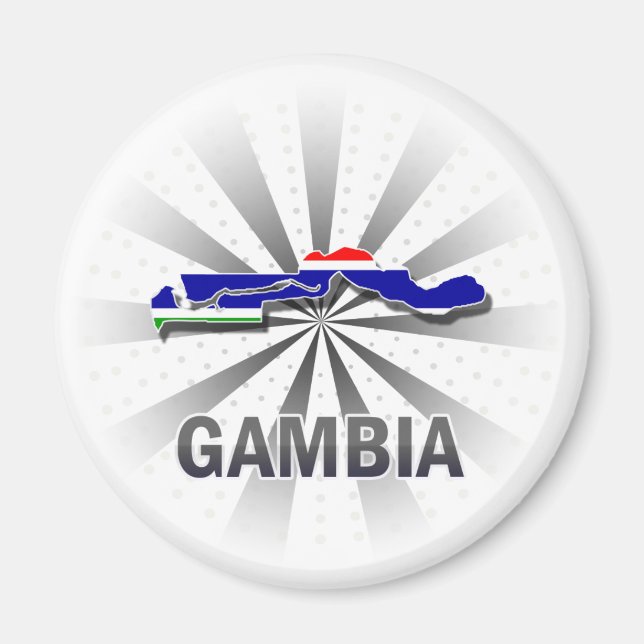 Gambia Flagga Karta 2.0 Magnet (Framsidan)
