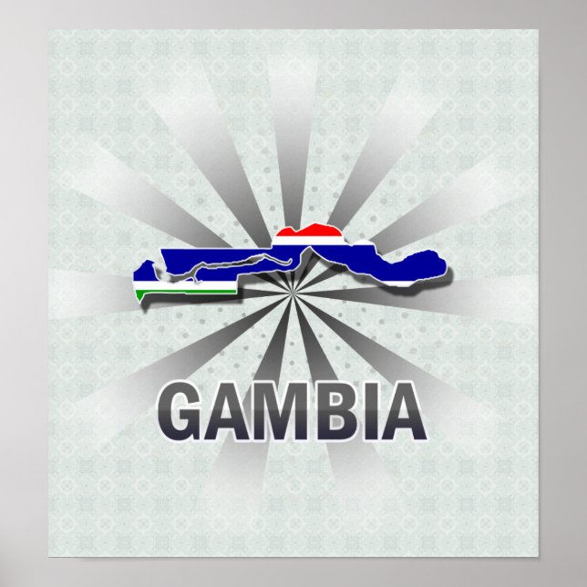 Gambia Flagga Karta 2.0 Poster (Framsidan)