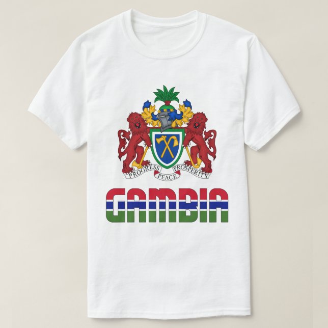 Gambia Flagga och Jacka av Arm Patriotic T Shirt (Design framsida)