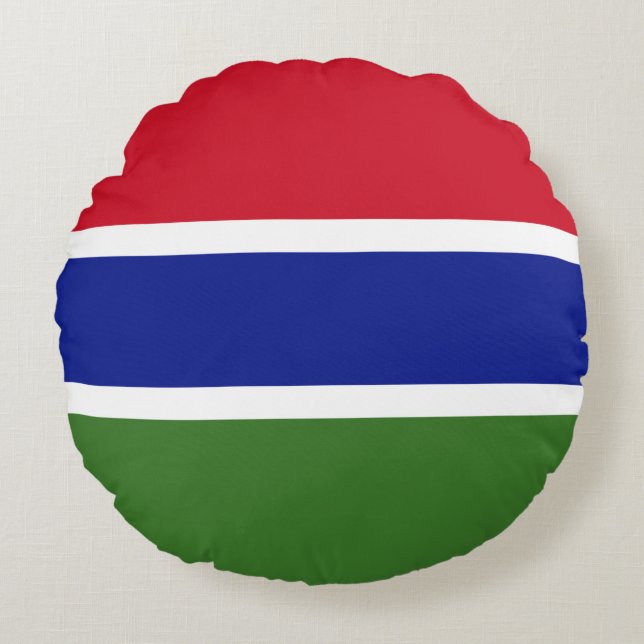 Gambia Flagga Rund Kudde (Framsidan)