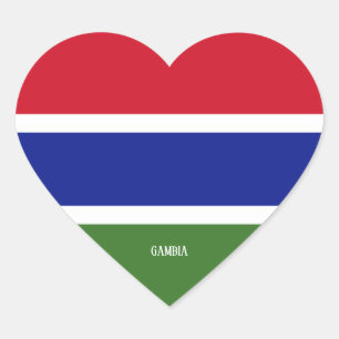 Gambia Flagga Splendid Patriotic Hjärtformat Klistermärke
