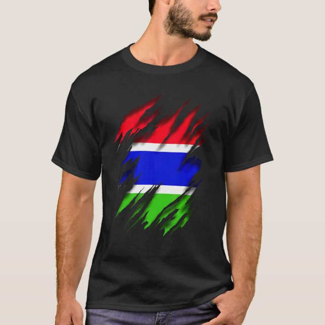 Gambia Flagga T Shirt (Framsida)