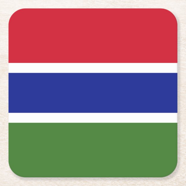 Gambia Flagga Underlägg Papper Kvadrat (Framsidan)
