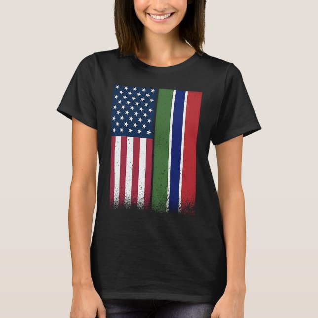 Gambia Gambian American Flaggor Proud USA Gambia T Shirt (Framsida)