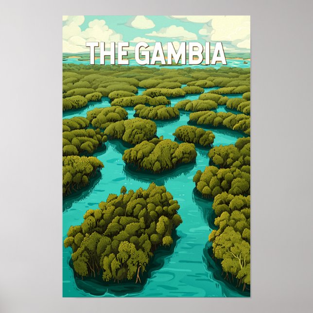 Gambia Illustration Resa Konst Vintage Poster (Framsidan)